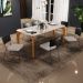 Mesa Capri 160cm Off White Nature E 6 Cadeiras Allana B05 Couríssimo Preto Linho Bege - Lyam Decor