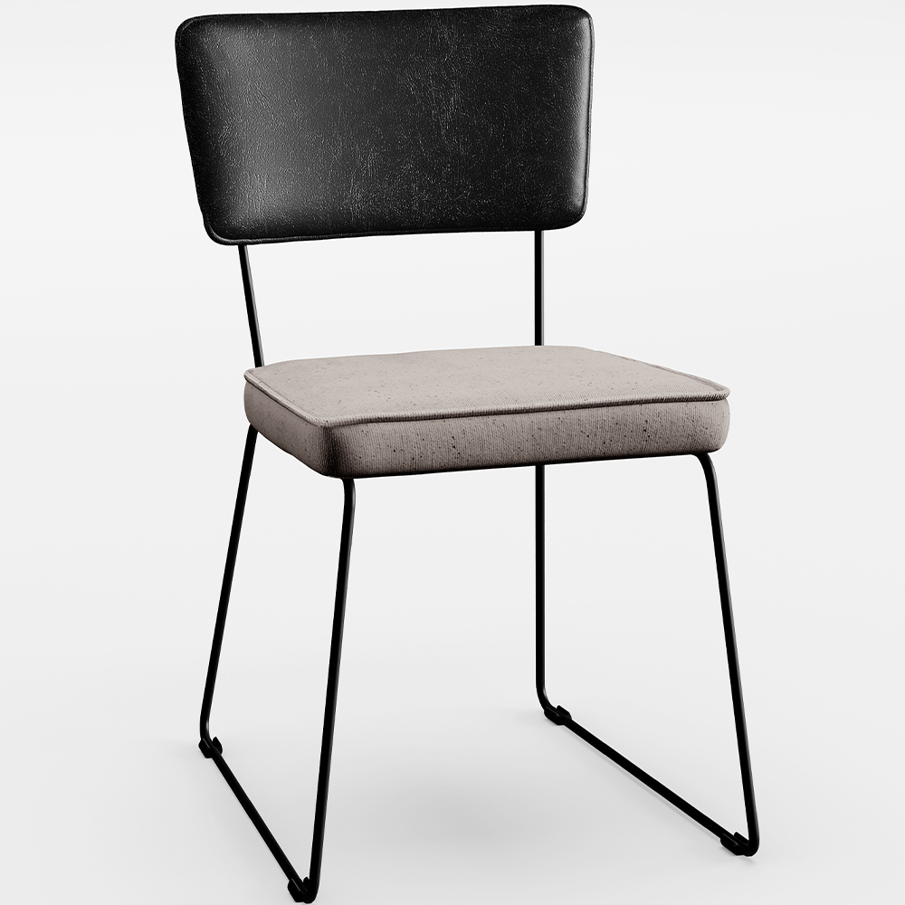 Mesa Capri 160cm Off White Nature E 6 Cadeiras Allana B05 Couríssimo Preto Linho Bege - Lyam Decor
