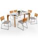 Mesa Capri 160cm Off White Nature E 6 Cadeiras Allana B05 Couríssimo Whisky Linho Bege - Lyam Decor