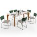 Mesa Capri 160cm Off White Nature E 6 Cadeiras Allana B05 Facto Verde Musgo Linho Bege - Lyam Decor