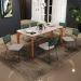 Mesa Capri 160cm Off White Nature E 6 Cadeiras Allana B05 Facto Verde Musgo Linho Bege - Lyam Decor