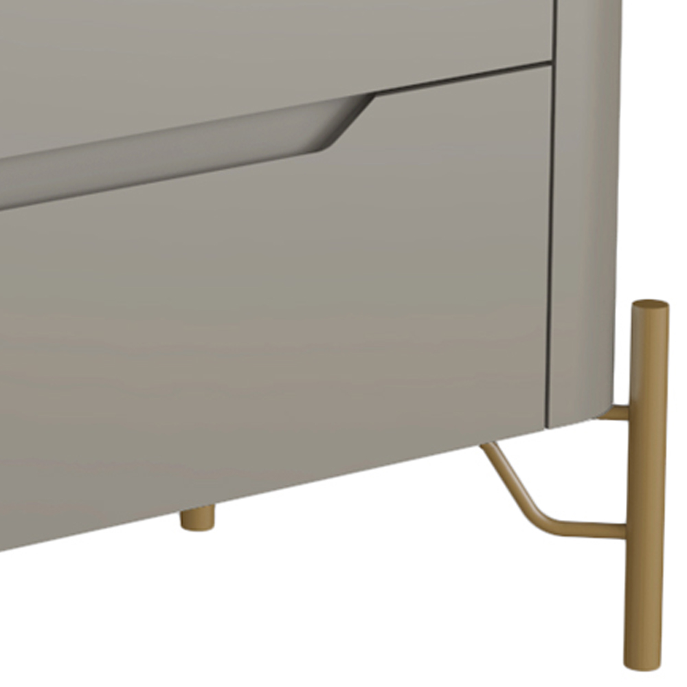 Mesa De Cabeceira Orgânica 2 Gavetas Pés Industrial Dourado Bliss I03 Grigio - Lyam Decor