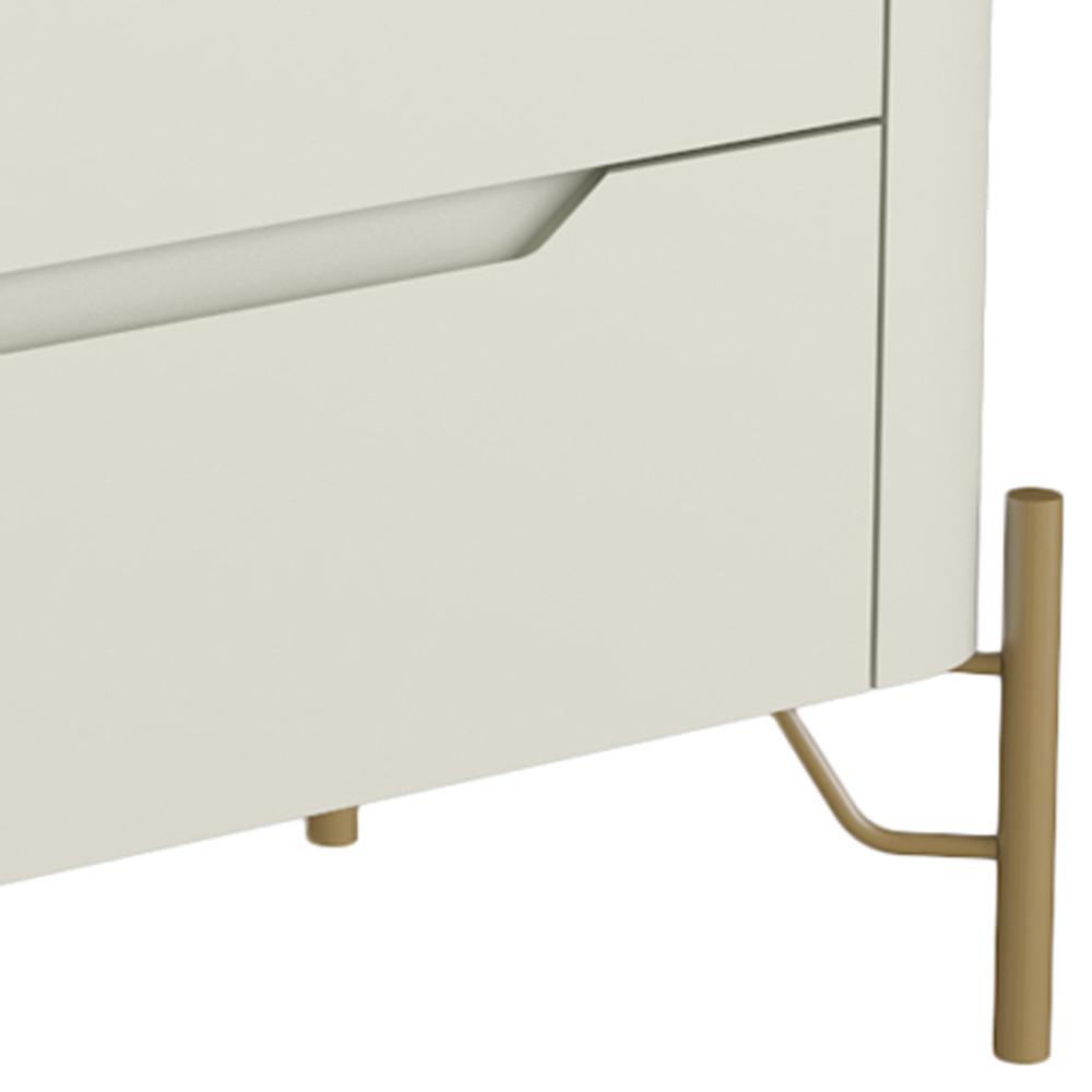 Mesa De Cabeceira Orgânica 2 Gavetas Pés Industrial Dourado Bliss I03 Luna - Lyam Decor