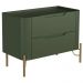 Mesa De Cabeceira Orgânica 2 Gavetas Pés Industrial Dourado Bliss I03 Musgo - Lyam Decor