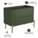 Mesa De Cabeceira Orgânica 2 Gavetas Pés Industrial Dourado Bliss I03 Musgo - Lyam Decor
