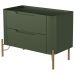 Mesa De Cabeceira Orgânica 2 Gavetas Pés Industrial Dourado Bliss I03 Musgo - Lyam Decor