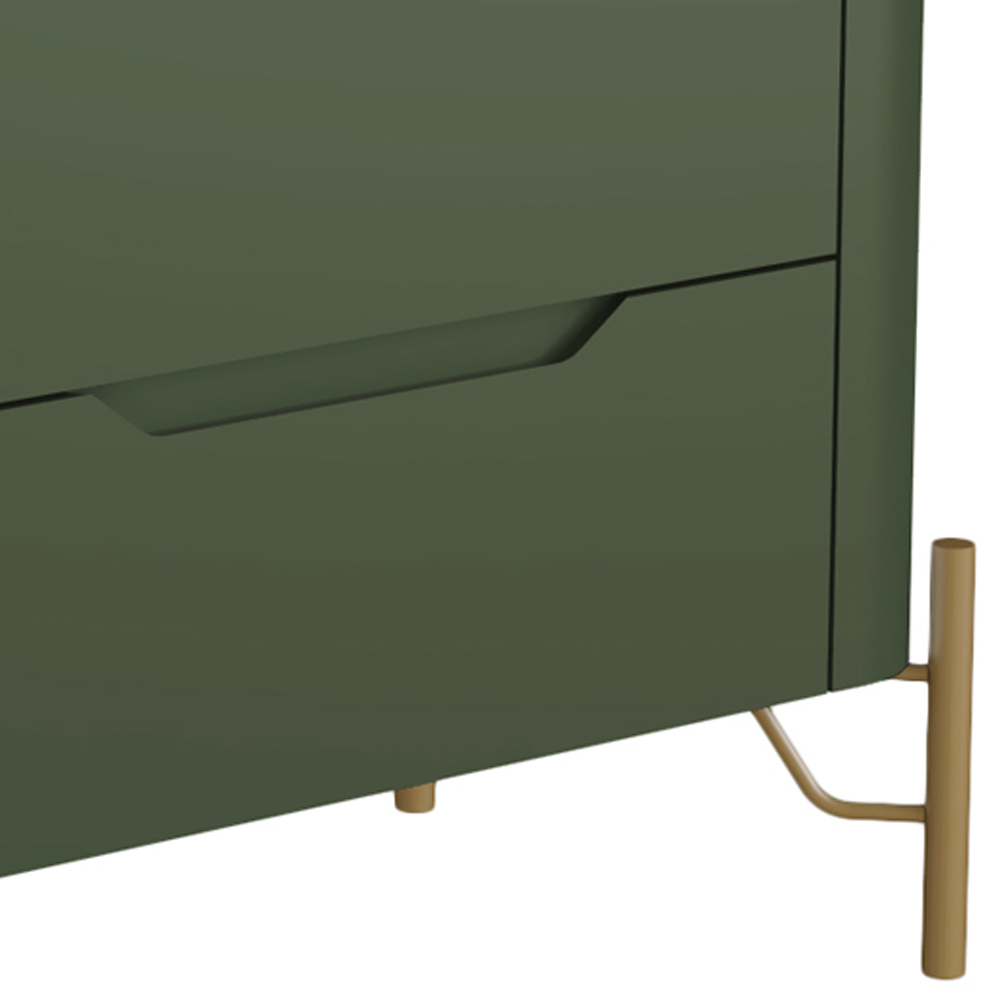 Mesa De Cabeceira Orgânica 2 Gavetas Pés Industrial Dourado Bliss I03 Musgo - Lyam Decor