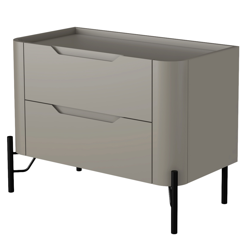 Mesa De Cabeceira Orgânica 2 Gavetas Pés Industrial Preto Bliss I03 Grigio - Lyam Decor