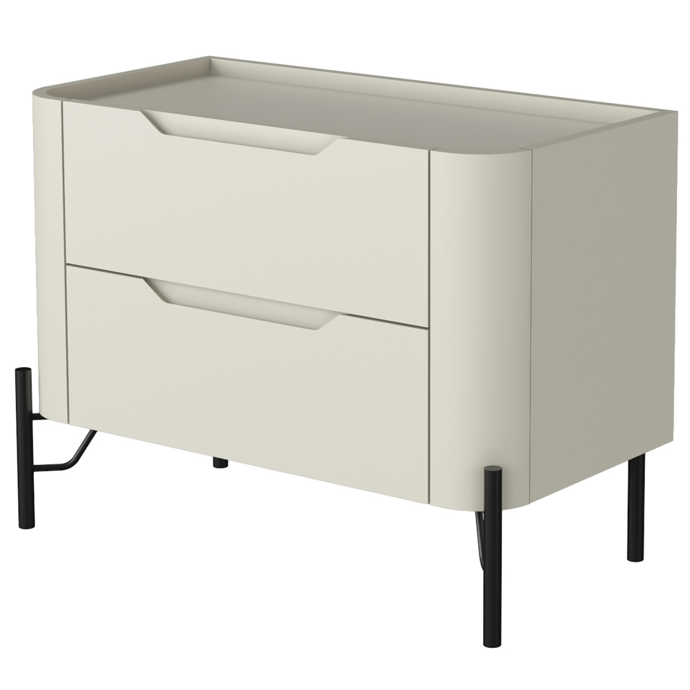 Mesa De Cabeceira Orgânica 2 Gavetas Pés Industrial Preto Bliss I03 Luna - Lyam Decor