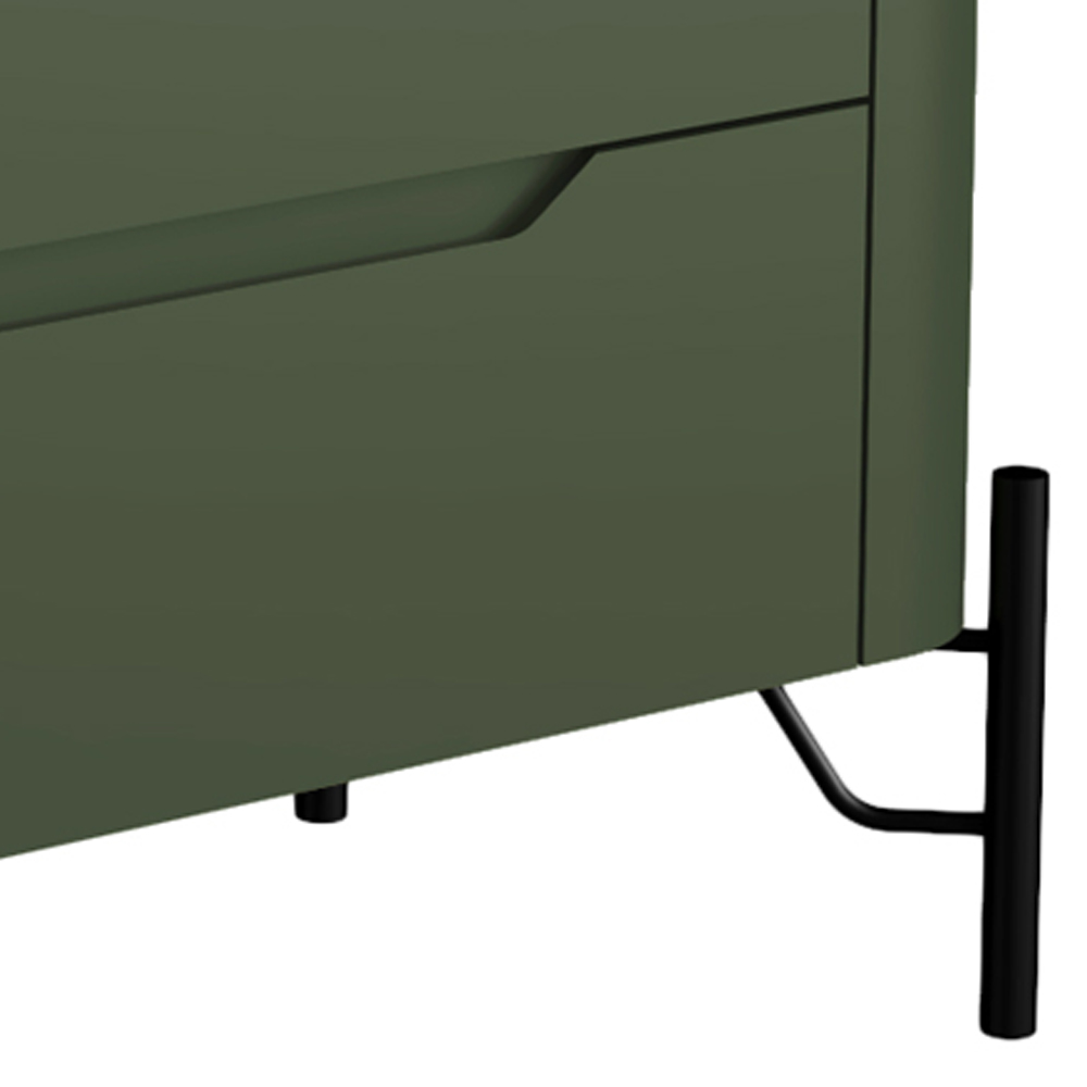 Mesa De Cabeceira Orgânica 2 Gavetas Pés Industrial Preto Bliss I03 Musgo - Lyam Decor