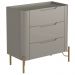 Mesa De Cabeceira Orgânica 3 Gavetas Pés Industrial Dourado Bliss I03 Grigio - Lyam Decor
