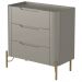 Mesa De Cabeceira Orgânica 3 Gavetas Pés Industrial Dourado Bliss I03 Grigio - Lyam Decor