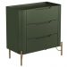 Mesa De Cabeceira Orgânica 3 Gavetas Pés Industrial Dourado Bliss I03 Musgo - Lyam Decor