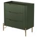 Mesa De Cabeceira Orgânica 3 Gavetas Pés Industrial Dourado Bliss I03 Musgo - Lyam Decor