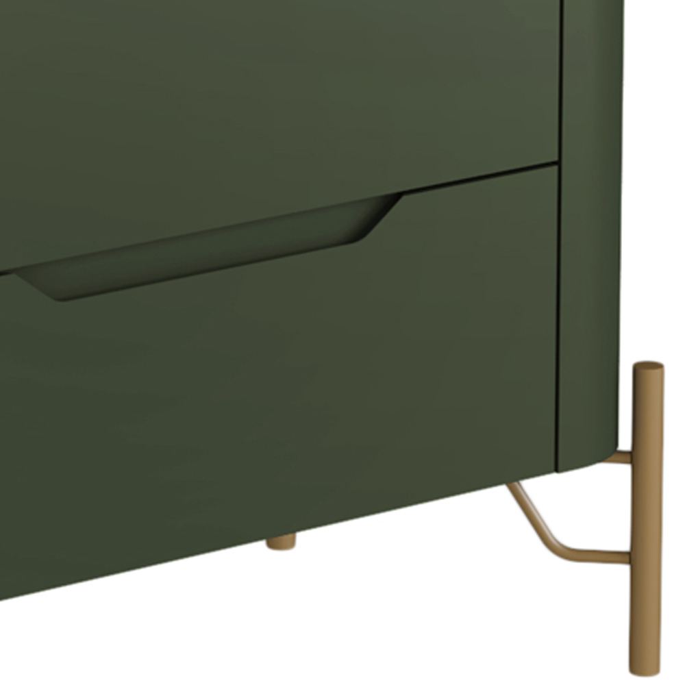 Mesa De Cabeceira Orgânica 3 Gavetas Pés Industrial Dourado Bliss I03 Musgo - Lyam Decor
