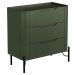 Mesa De Cabeceira Orgânica 3 Gavetas Pés Industrial Preto Bliss I03 Musgo - Lyam Decor