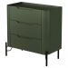 Mesa De Cabeceira Orgânica 3 Gavetas Pés Industrial Preto Bliss I03 Musgo - Lyam Decor