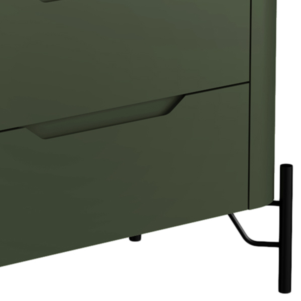 Mesa De Cabeceira Orgânica 3 Gavetas Pés Industrial Preto Bliss I03 Musgo - Lyam Decor