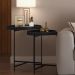 Mesa De Canto Lateral Decorativa Industrial Sala de Estar 47 cm Sintético Preto P06 Daisy - Lyam