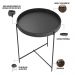 Mesa De Canto Lateral Decorativa Industrial Sala de Estar 47 cm Sintético Preto P06 Daisy - Lyam