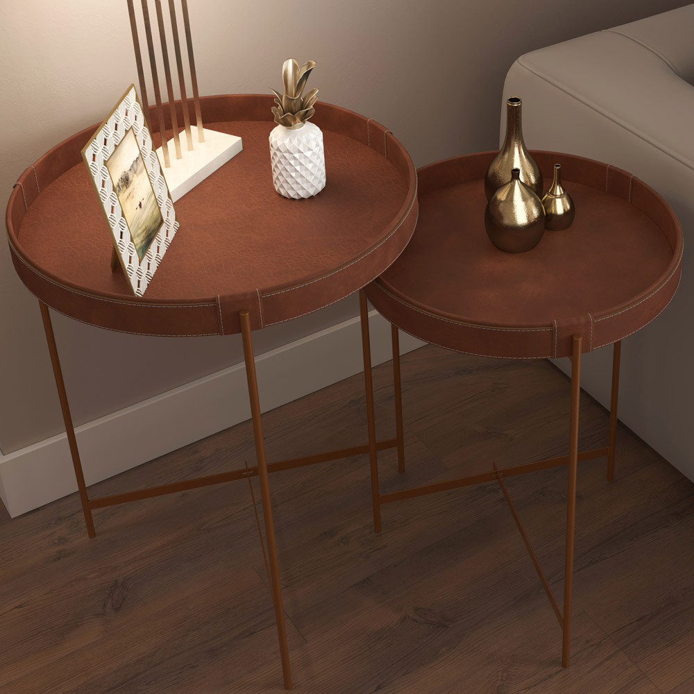 Mesa De Canto Lateral Decorativa Industrial Sala de Estar 47 cm Sintético Whisky P06 Daisy - Lyam