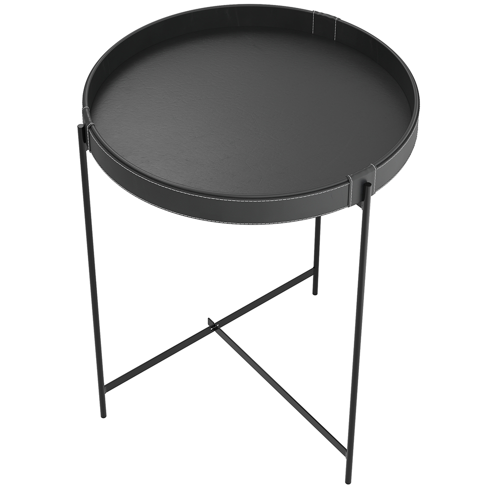 Mesa De Canto Lateral Decorativa Industrial Sala de Estar 56 cm Sintético Preto P06 Daisy - Lyam