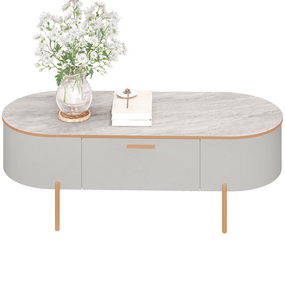 Mesa De Centro Decorativa Sala de Estar Orgânico Giverny D05 Bali Quartzo - Lyam Decor