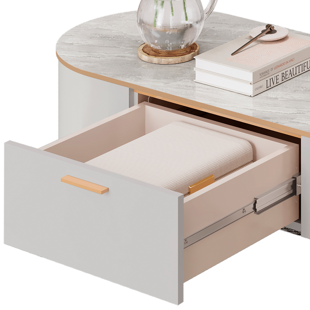 Mesa De Centro Decorativa Sala de Estar Orgânico Giverny D05 Bali Quartzo - Lyam Decor