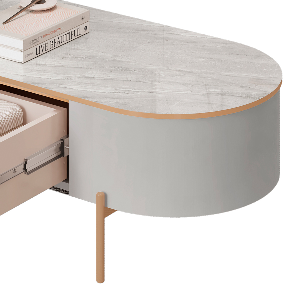 Mesa De Centro Decorativa Sala de Estar Orgânico Giverny D05 Bali Quartzo - Lyam Decor