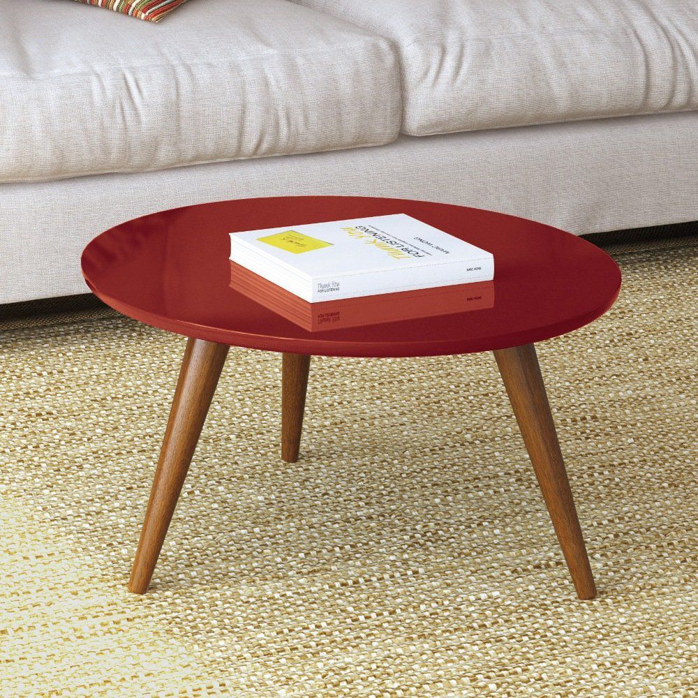 Mesa De Centro Decorativa Sofia B01 Vermelho Pés Palito - Lyam Decor