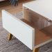 Mesa De Centro Para Sala De Estar Com 01 Gaveta Meira C04 Off White Matte Freijó - Lyam