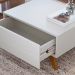 Mesa De Centro Para Sala De Estar Com 01 Gaveta Meira C04 Off White Matte Freijó - Lyam