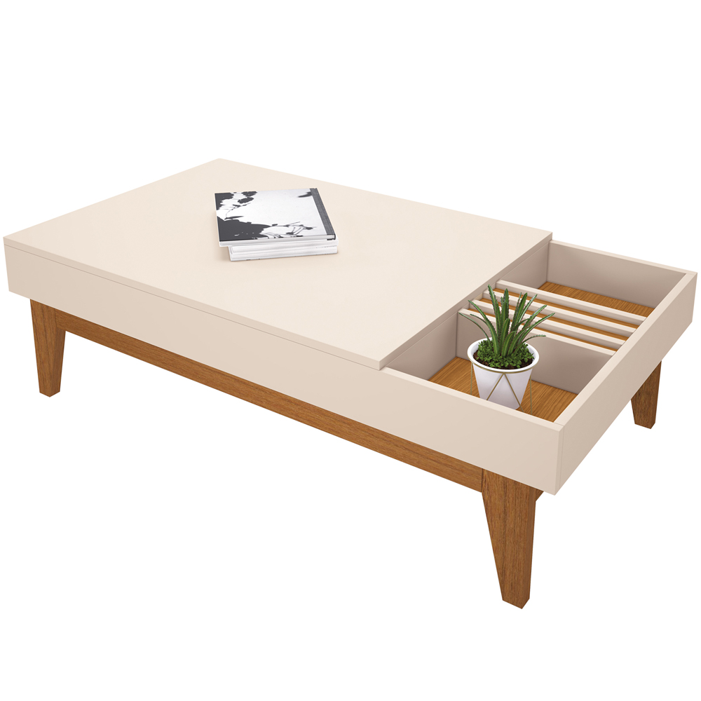 Mesa De Centro Para Sala De Estar Nala B01 Off White Cinamomo - Lyam Decor