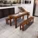 Mesa De Jantar 06 Lugares Retangular 200 Cm Madeira Maciça Rústica Cerâmica W02 Imbuia - Lyam Decor