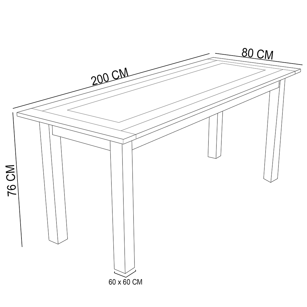 Mesa De Jantar 06 Lugares Retangular 200 Cm Madeira Maciça Rústica Cerâmica W02 Imbuia - Lyam Decor