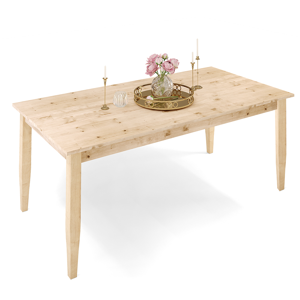 Mesa De Jantar 06 Lugares Retangular New Rústico W02 160cm Madeira Maciça Pinus Natural - Lyam Decor