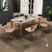 Mesa De Jantar Capri 160 Off White 6 Cadeiras Allana B05 Faixa Corano Preto Linho Rosê - Lyam Decor