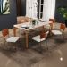 Mesa De Jantar Capri 160 Off White Com 6 Cadeiras Allana B05 Couríssimo Camel Linho Cru - Lyam Decor
