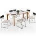 Mesa De Jantar Capri 160cm Off White 6 Cadeiras Allana B05 Faixa Corano Preto Linho Cru - Lyam Decor