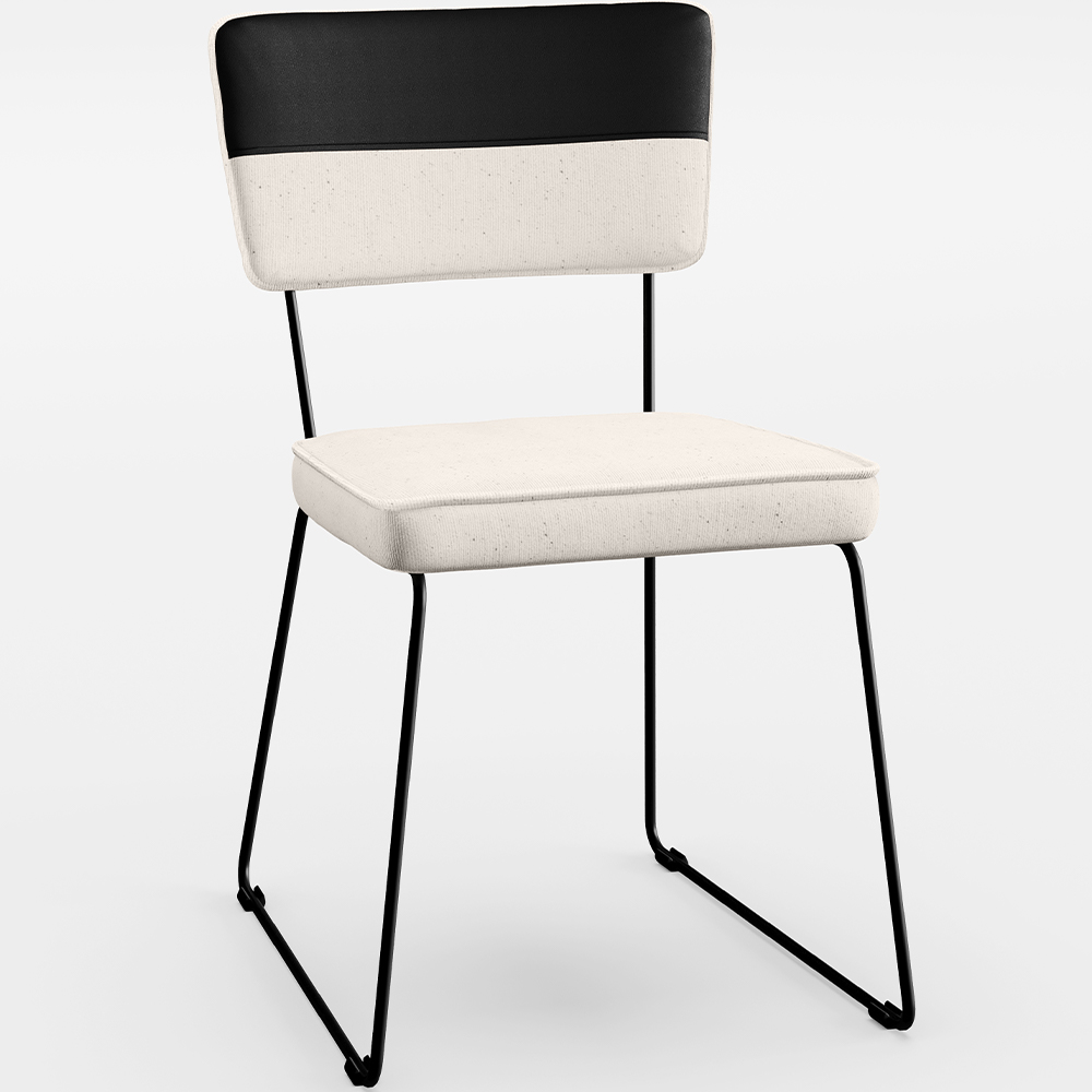 Mesa De Jantar Capri 160cm Off White 6 Cadeiras Allana B05 Faixa Corano Preto Linho Cru - Lyam Decor