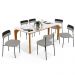 Mesa De Jantar Capri 160cm Off White 6 Cadeiras Melina B05 Linho Cinza Couríssimo Preto - Lyam Decor
