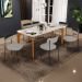 Mesa De Jantar Capri 160cm Off White 6 Cadeiras Melina B05 Linho Cinza Couríssimo Preto - Lyam Decor
