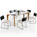 Mesa De Jantar Capri 160cm Off White Com 6 Cadeiras Allana B05 Couríssimo Preto Linho Cru - Lyam Decor