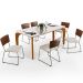 Mesa De Jantar Capri 160cm Off White E 6 Cadeira Allana B05 Couríssimo Marrom Linho Cru - Lyam Decor