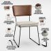 Mesa De Jantar Capri 160cm Off White E 6 Cadeira Allana B05 Couríssimo Marrom Linho Cru - Lyam Decor