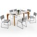 Mesa De Jantar Capri 160cm Off White Nature Com 6 Cadeiras Allana B05 Linho Cinza - Lyam Decor