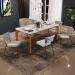 Mesa De Jantar Capri 160cm Off White Nature Com 6 Cadeiras Allana B05 Linho Cinza - Lyam Decor