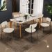 Mesa De Jantar Capri 160cm Off White Nature Com 6 Cadeiras Melina B05 Linho Bege - Lyam Decor