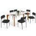 Mesa De Jantar Capri 160cm Off White Nature Com 6 Cadeiras Melina B05 Linho Chumbo - Lyam Decor