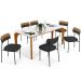Mesa De Jantar Capri Off White 6 Cadeiras Melina B05 Linho Grafite Couríssimo Caramelo - Lyam Decor